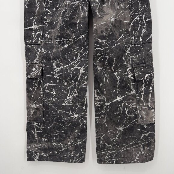 Fashion Nova Eye of the Storm Cargo Pants Black Metallic Paint Splatter Print L - Picture 8 of 16